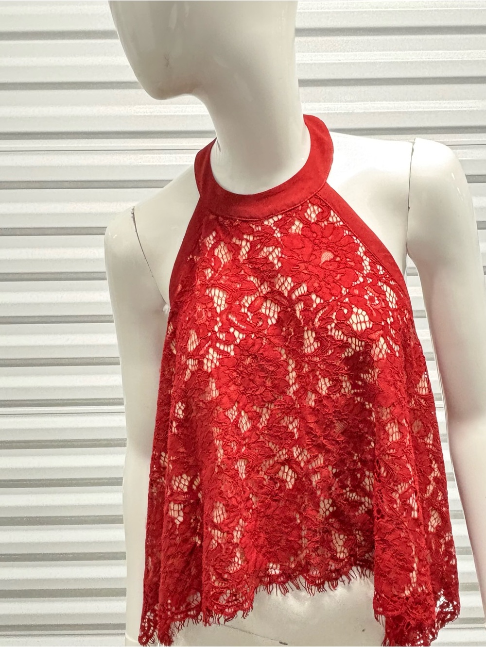 bebe Red Lace Halter Camisole Top